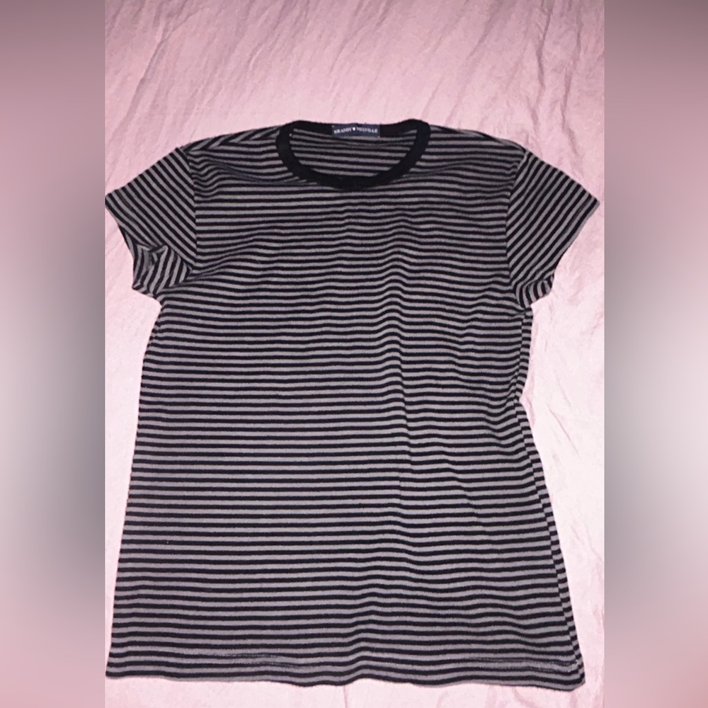 Brandy Melville, black and gray striped shirt